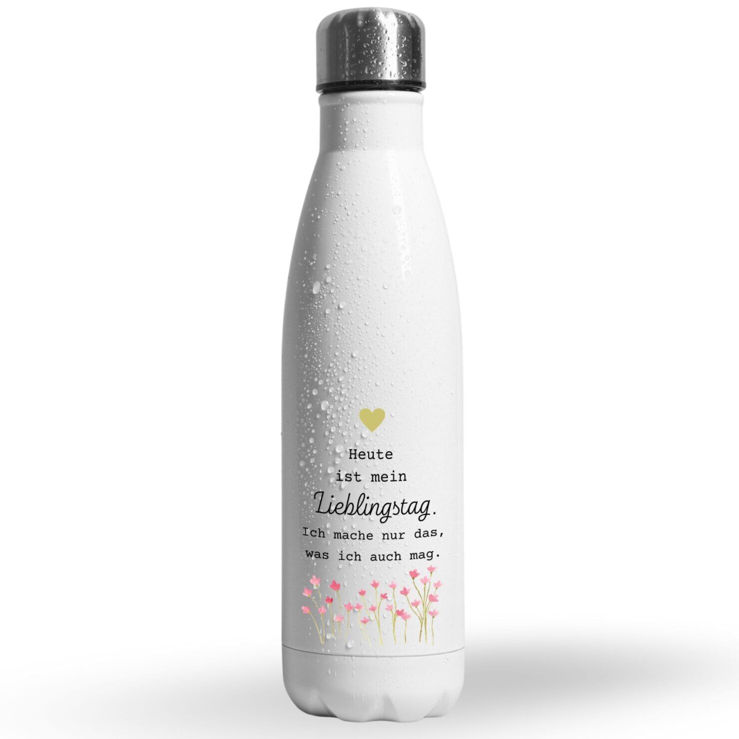 Thermosflasche Edelstahl Trinkflasche 500ml Lieblingstag Weiß 13 Kuestenglueck