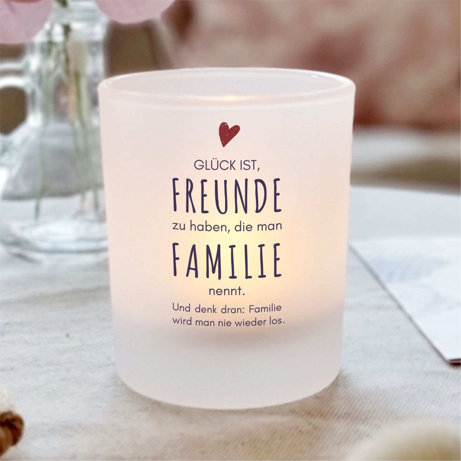 Kerzenglas Mit Spruch Freundeglück, Geschenkidee, Geburtstag Kuestenglueck