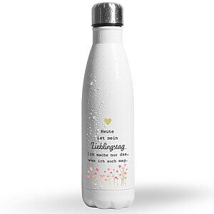 Thermosflasche Edelstahl Trinkflasche 500ml Lieblingstag Weiß 13 Kuestenglueck