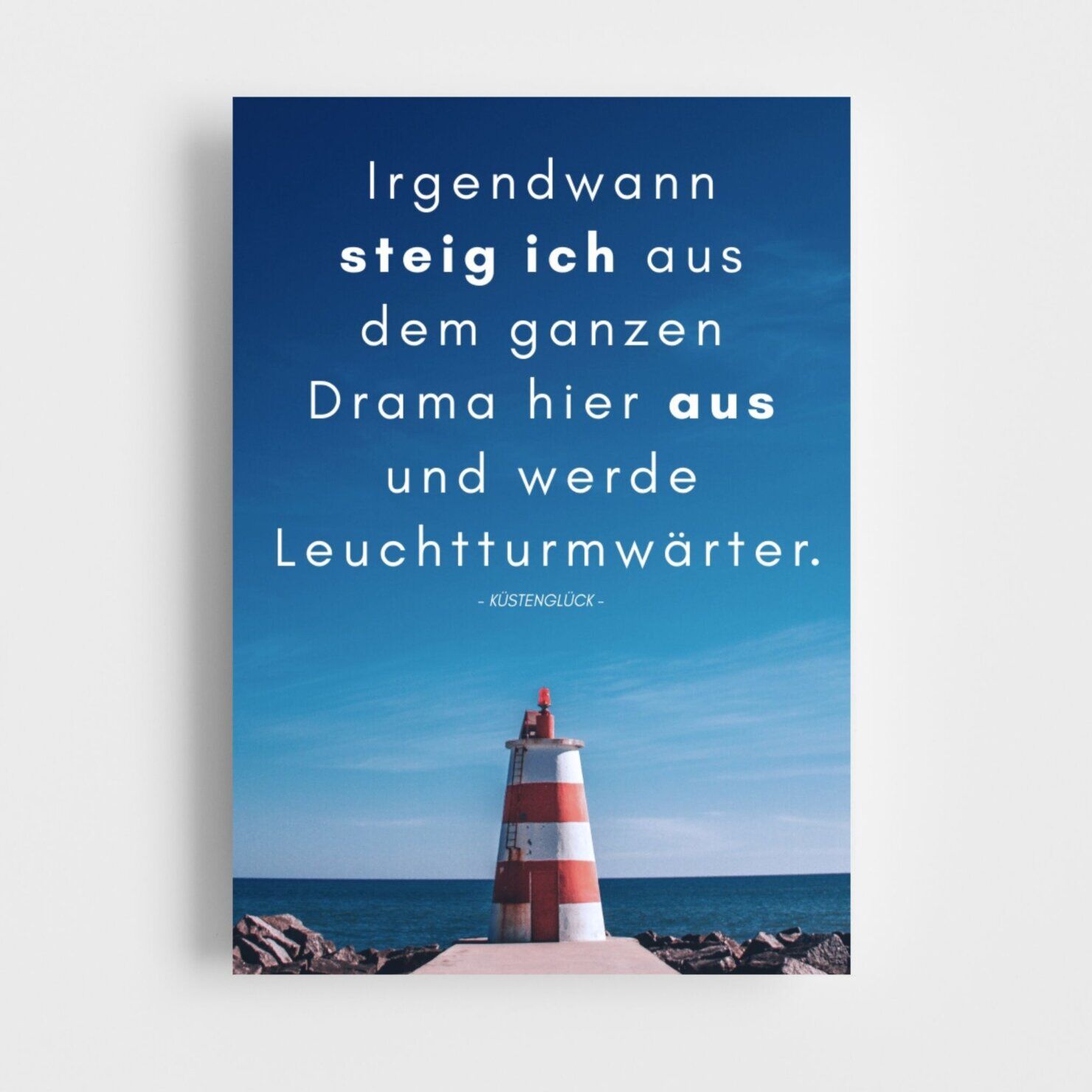 Meer Spruch Postkarte Leuchtturm Kuestenglueck