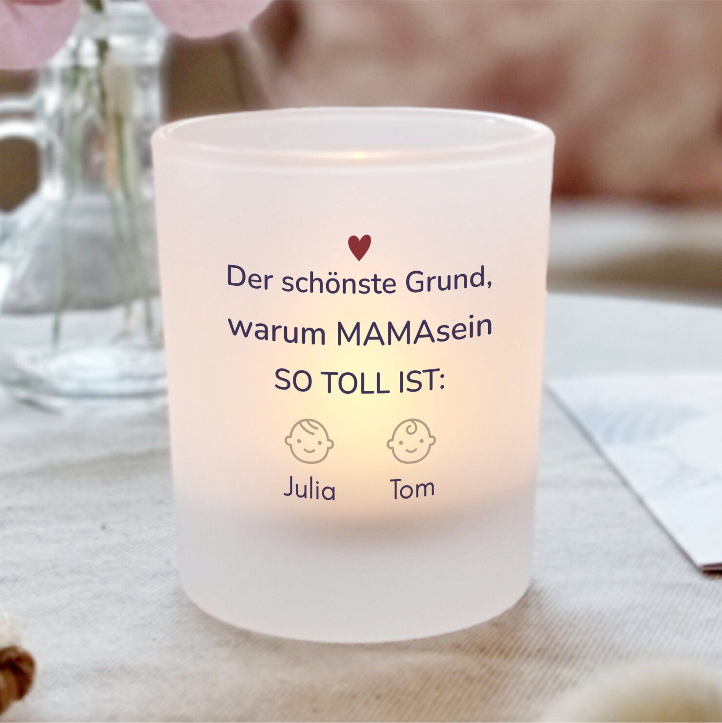 Personalisiertes Kerzenglas Muttertag Mit Wunschnamen Mama Sein Geschenk, Geburtstag Kuestenglueck