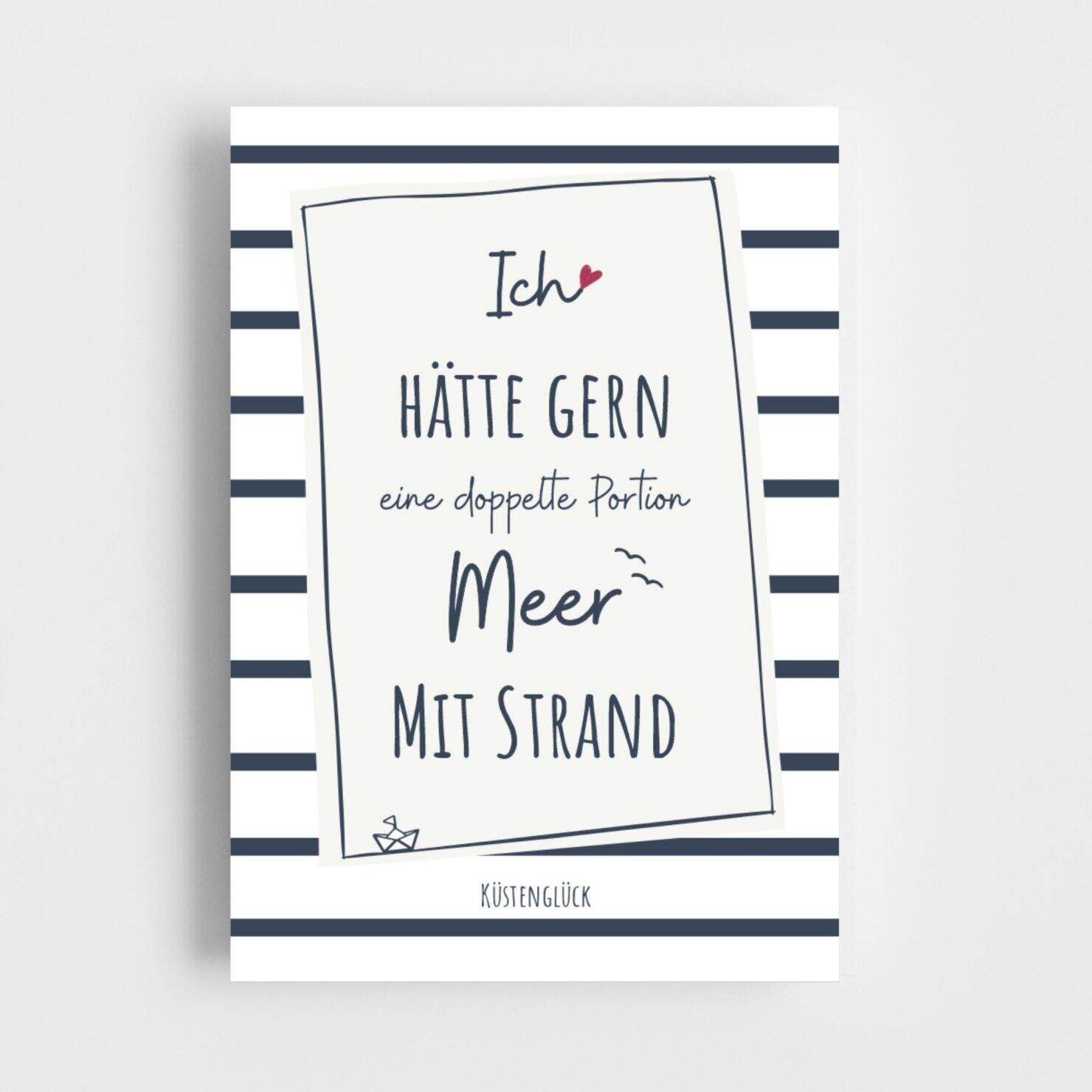 Meer Spruch Postkarte Doppelte Portion Meer Gestreift Blau Weiß Kuestenglueck