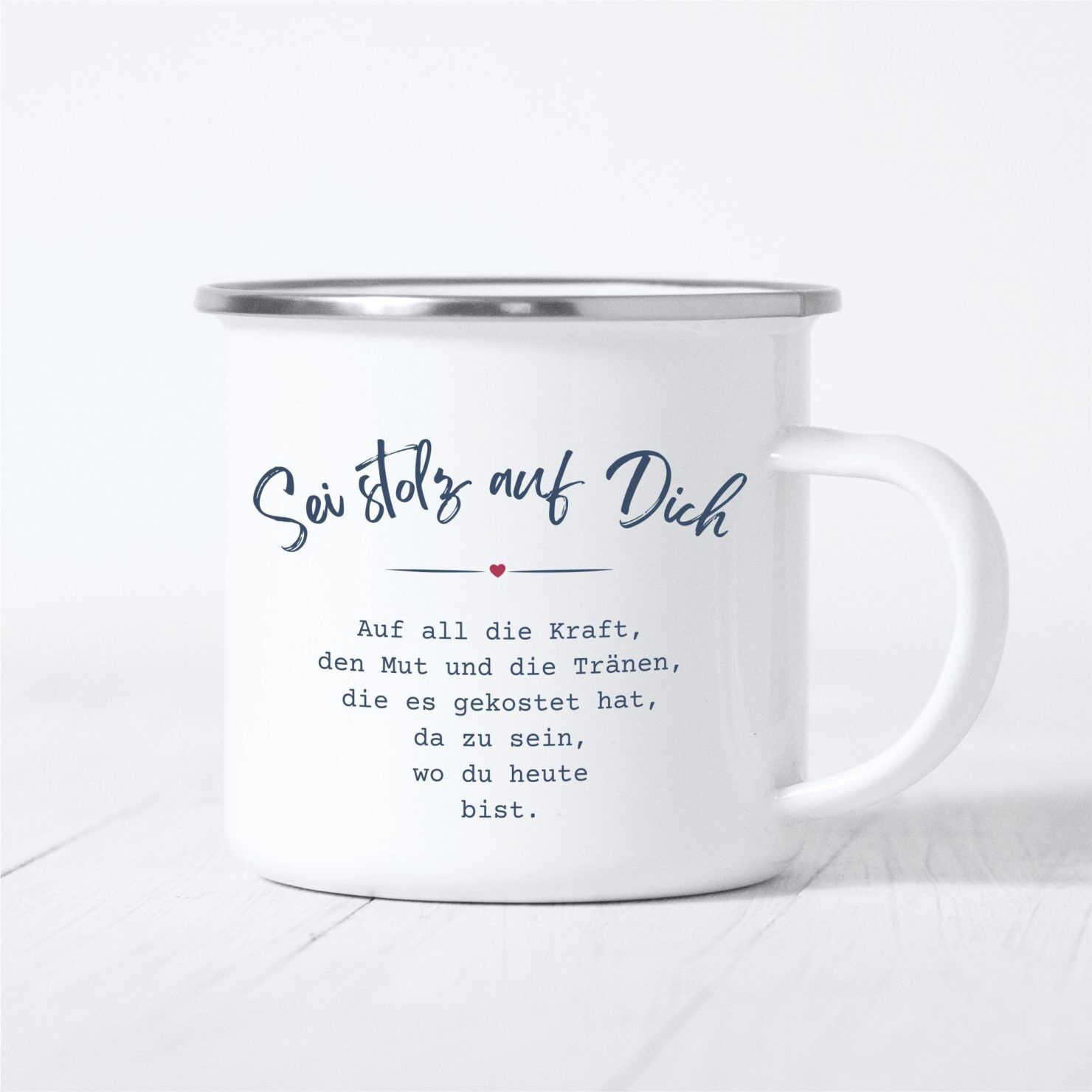 Emaille Tasse Freude Und Liebe Sei Stolz Kuestenglueck