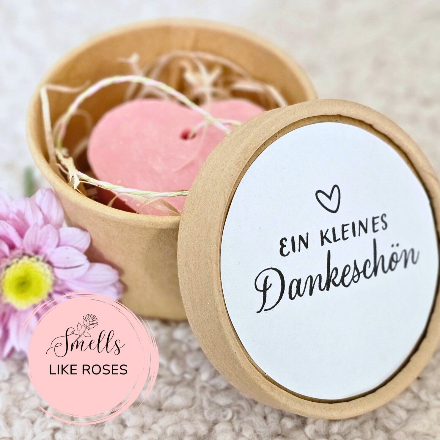 Seife Dankeschön Geschenk Herzform Geschenk Rosa Rosenseife Kuestenglueck