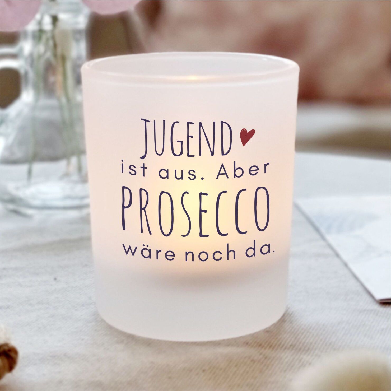 Windlicht Freude Prosecco Kuestenglueck